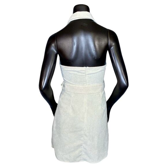 Shein Corduroy Halter Style Mini Dress Belted Button Down Womens Size Small - Picture 3 of 6